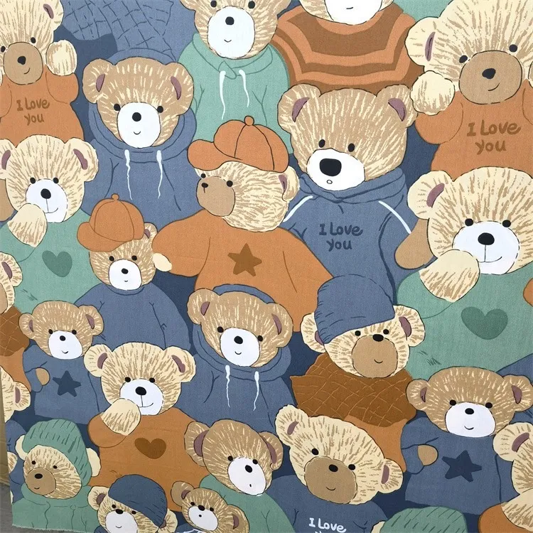 ผ้าคอตตอน 100% ผ้าเมตร หน้ากว้าง 160 เซนติเมตร พิมพ์ลายหมี พิมพ์ลายดอกไม้ ลายBig Bear