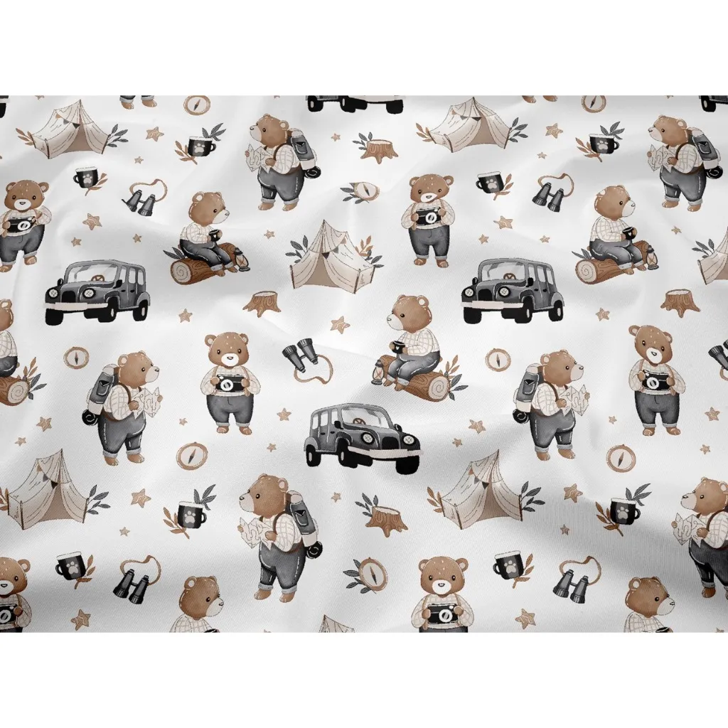 ผ้าาคอตตอน 100% คอตตอนทอทวิล ผ้าหน้ากว้าง 1.6 เมตร ลาย Blue bear travel  ลาย Brown bear travel ลายBrown bear travel