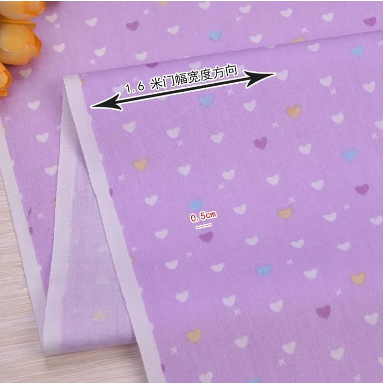 ผ้าคอตตอน 100% ทอทวิล ผ้าเมตร  ลายดอก ลายดอกวินเทจ หน้ากว้าง 1.60 เมตร ลายBหัวใจม่วง-172