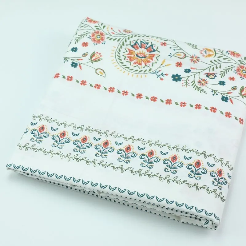 ผ้าคอตตอน 100% ทอทวิล ผ้าเมตร พิมพ์ลายดอกไม้ หน้ากว้าง2.35 เมตร ลายดอกใหญ่พื้นขาว-460
