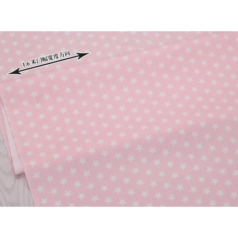 ผ้าคอตตอน 100% ทอทวิล ผ้าเมตร สีพื้น ลายจุด ลายดาว หน้ากว้าง1.6 เมตร ลายดาวขาวพื้นชมพู-15