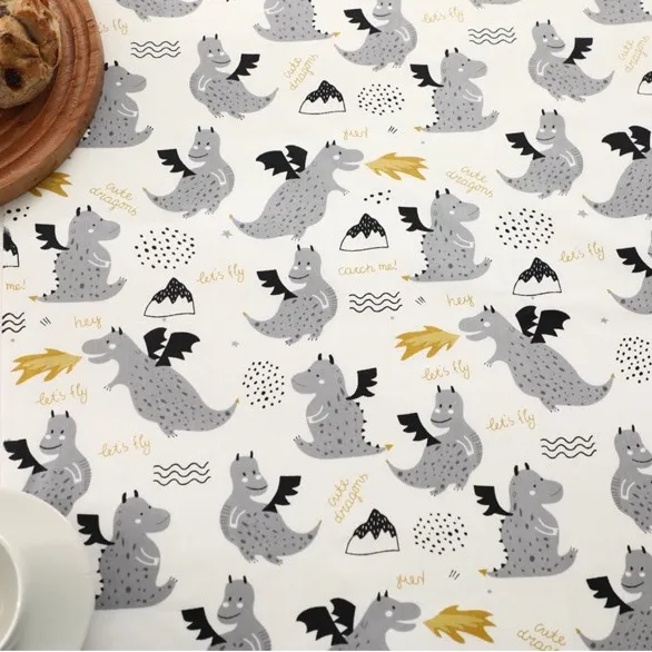 ผ้าคอตตอน 100% ทอทวิล หน้ากว้าง 1.6 เมตร ผ้าเมตร ลายการ์ตูน เจ้าหญิงเจ้าชาย ลายมังกร-198