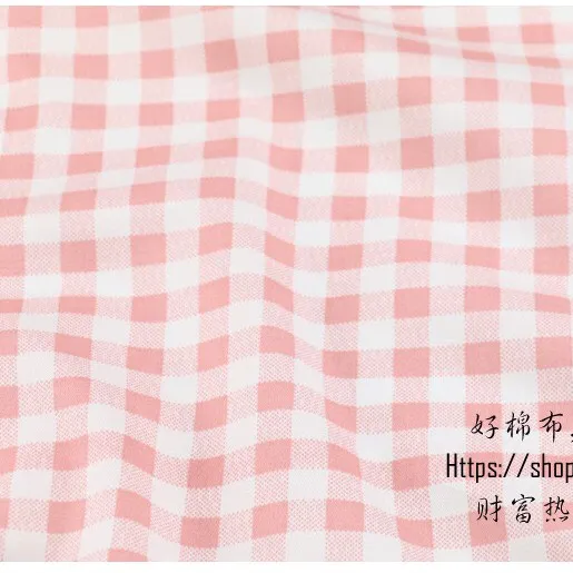 ผ้าคอตตอน 100% ทอทวิล ผ้าเมตร พิมพ์ลายดอกไม้ หน้ากว้าง2.35 เมตร ลายลายสก็อตชมพู-178