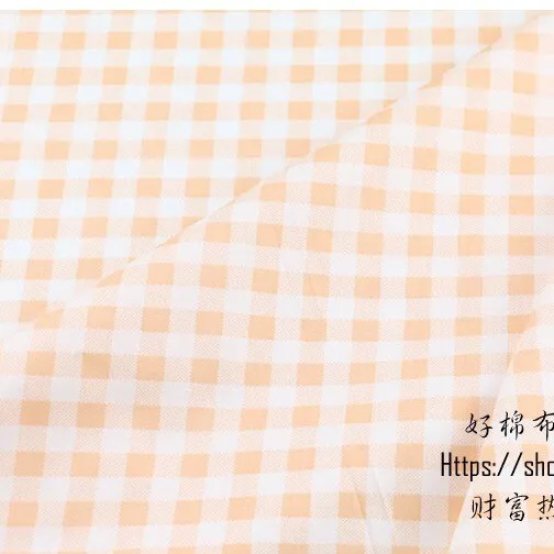 ผ้าคอตตอน 100% ทอทวิล ผ้าเมตร พิมพ์ลายดอกไม้ หน้ากว้าง2.35 เมตร ลายลายสก็อตส้ม-180