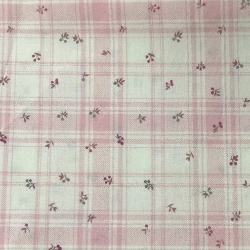 ผ้าคอตตอน 100% cotton poplin  ตัดขายเป็นเมตร หน้ากว้าง 145 เซนติเมตร ลายควินท์ดอกไม้จุดเรนโบว์ ดอกไม้ ตารางแมวเหมียว ลายตารางดอกไม้ชมพู