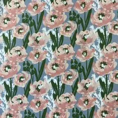 ผ้าคอตตอน 100% ผ้าเมตร คอตตอนพิมพ์ลายด้านเดียว หน้ากว้าง 145 เซนติเมตร cotton poplin ลายดอกป๊อบปี้ ลายหอยเชลล์ ลายทุ่งดอกpoppyโอรส