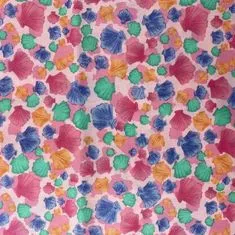 ผ้าคอตตอน 100% ผ้าเมตร คอตตอนพิมพ์ลายด้านเดียว หน้ากว้าง 145 เซนติเมตร cotton poplin ลายดอกป๊อบปี้ ลายหอยเชลล์ ลายเชลล์ชมพูพื้นชมพู