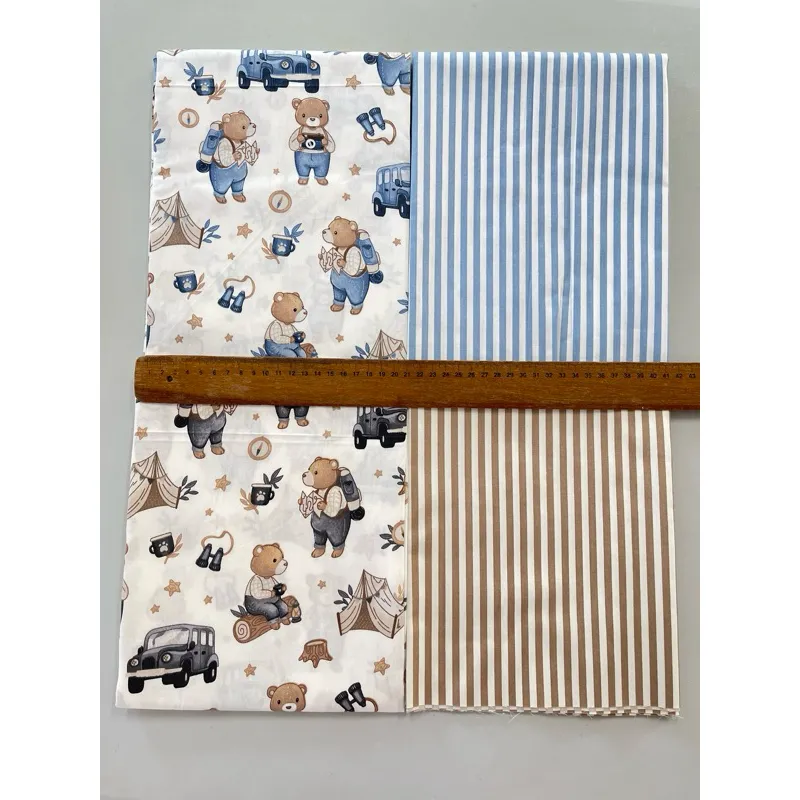 ผ้าาคอตตอน 100% คอตตอนทอทวิล ผ้าหน้ากว้าง 1.6 เมตร ลาย Blue bear travel  ลาย Brown bear travel รูปที่ 6
