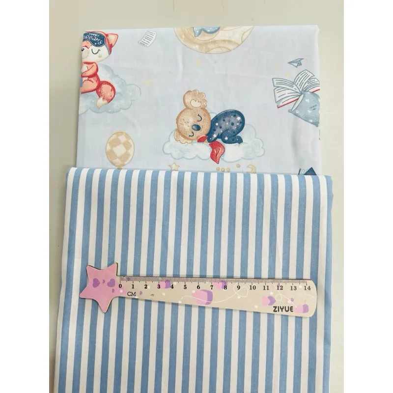 ผ้าาคอตตอน 100% คอตตอนทอทวิล ผ้าหน้ากว้าง 1.6 เมตร ลาย Blue bear travel  ลาย Brown bear travel รูปที่ 7