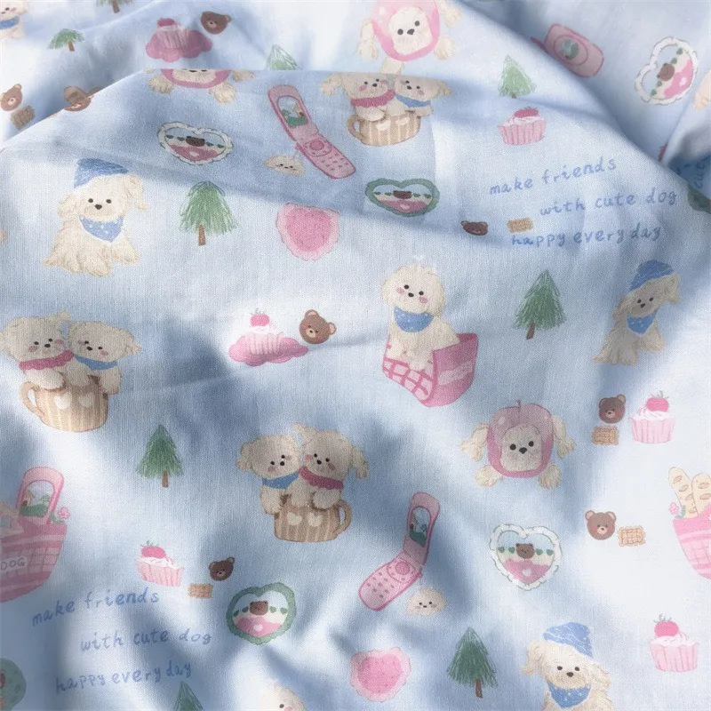 ผ้าคอตตอน 100%  ผ้าเมตร หน้ากว้าง 2.5 เมตร 98 นิ้ว ลาย Cute Dog เหมาะนำไปทำผ้าอ้อม ผ้าห่อตัวเด็กแรกเกิด รูปที่ 4