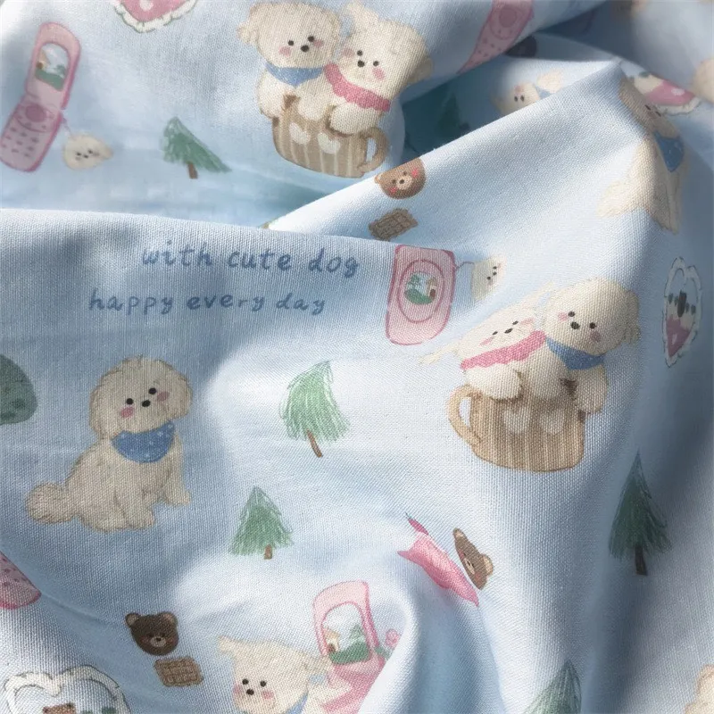 ผ้าคอตตอน 100%  ผ้าเมตร หน้ากว้าง 2.5 เมตร 98 นิ้ว ลาย Cute Dog เหมาะนำไปทำผ้าอ้อม ผ้าห่อตัวเด็กแรกเกิด รูปที่ 2