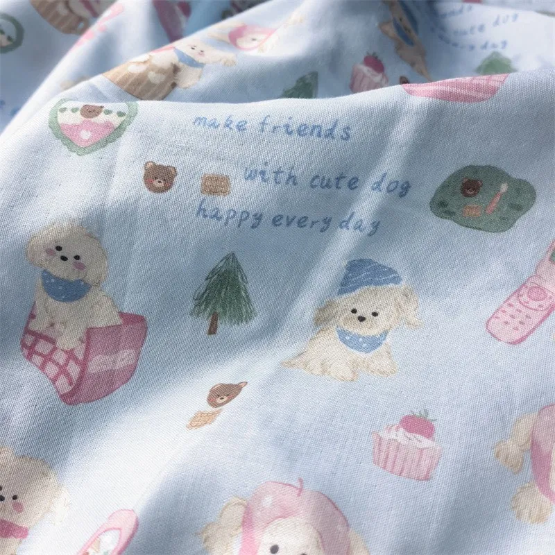 ผ้าคอตตอน 100%  ผ้าเมตร หน้ากว้าง 2.5 เมตร 98 นิ้ว ลาย Cute Dog เหมาะนำไปทำผ้าอ้อม ผ้าห่อตัวเด็กแรกเกิด รูปที่ 3