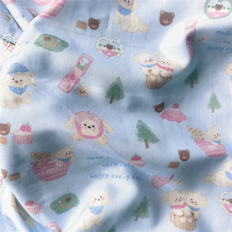 ผ้าคอตตอน 100%  ผ้าเมตร หน้ากว้าง 2.5 เมตร 98 นิ้ว ลาย Cute Dog เหมาะนำไปทำผ้าอ้อม ผ้าห่อตัวเด็กแรกเกิด รูปที่ 5