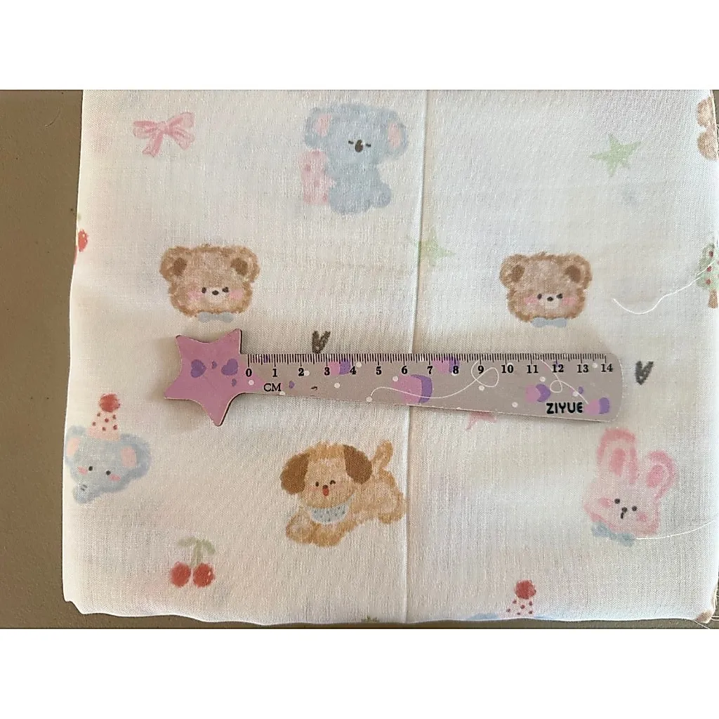 ผ้าคอตตอน 100% ทอโปร่ง ผ้าเมตร หน้ากว้าง 2.5 เมตร 98 นิ้ว ลาย Cute Pets เหมาะนำไปทำผ้าอ้อม ผ้าห่อตัวเด็กแรกเกิด รูปที่ 6