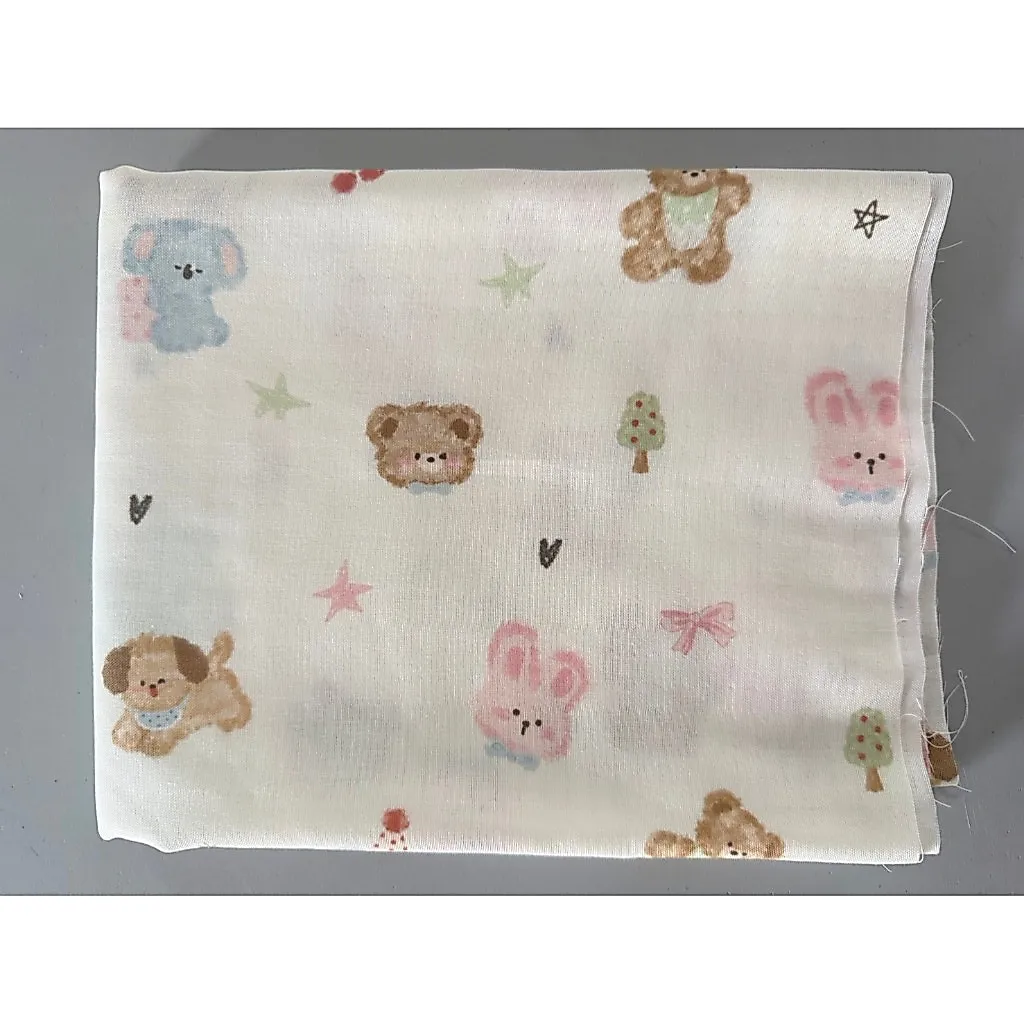 ผ้าคอตตอน 100% ทอโปร่ง ผ้าเมตร หน้ากว้าง 2.5 เมตร 98 นิ้ว ลาย Cute Pets เหมาะนำไปทำผ้าอ้อม ผ้าห่อตัวเด็กแรกเกิด รูปที่ 4