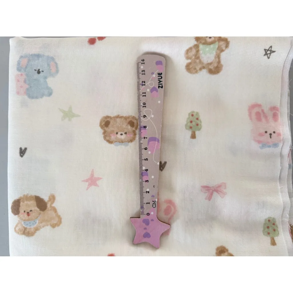 ผ้าคอตตอน 100% ทอโปร่ง ผ้าเมตร หน้ากว้าง 2.5 เมตร 98 นิ้ว ลาย Cute Pets เหมาะนำไปทำผ้าอ้อม ผ้าห่อตัวเด็กแรกเกิด รูปที่ 5