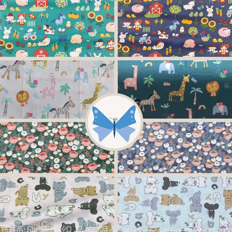 ผ้าคอตตอน 100% ทอทวิล ผ้าเมตร หน้ากว้าง1.6 เมตร  ลายการ์ตูน ลายดอก