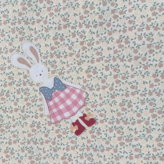 ผ้าคอตตอน 100% ทอทวิล หน้ากว้าง 2.35 เมตร ตัดขายเป็นเมตร พิมพ์ลาย Rabbit Girl รูปที่ 6