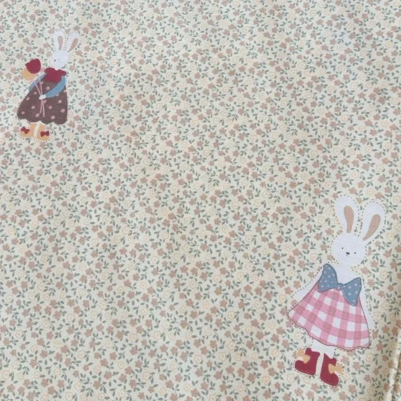 ผ้าคอตตอน 100% ทอทวิล หน้ากว้าง 2.35 เมตร ตัดขายเป็นเมตร พิมพ์ลาย Rabbit Girl รูปที่ 5