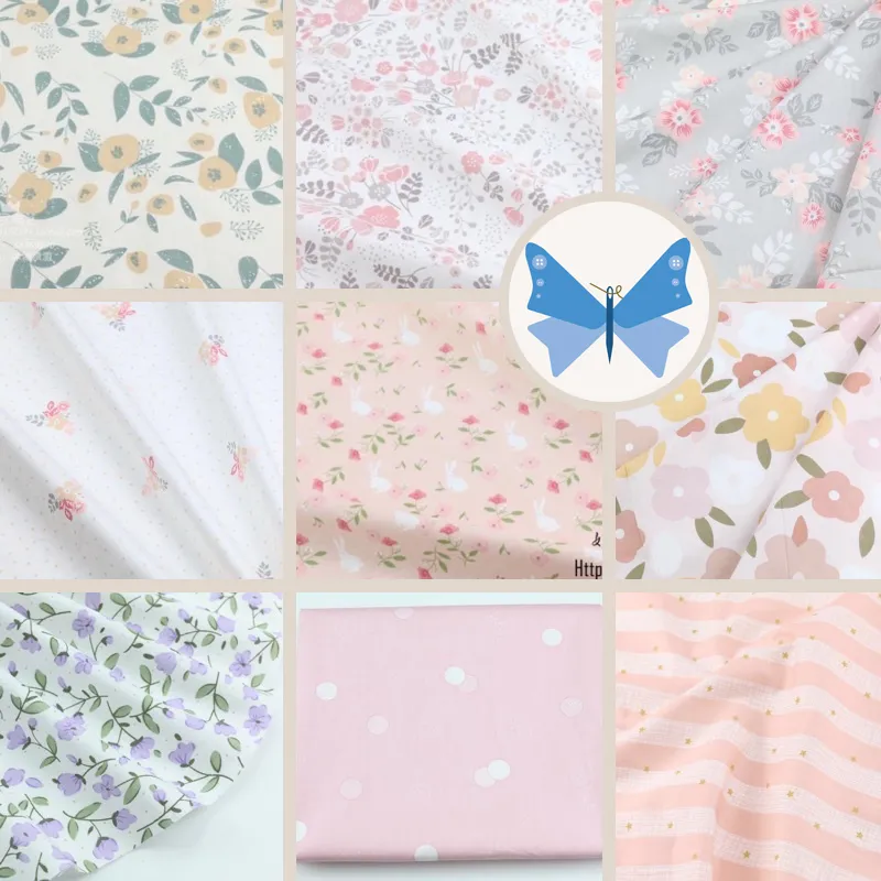 ผ้าคอตตอน 100% ทอทวิล ผ้าเมตร ลายผ้าน่ารักๆ หน้ากว้าง2.35 เมตร พิมพ์ลายกระต่าย พิมพ์ลายดอกไม้
