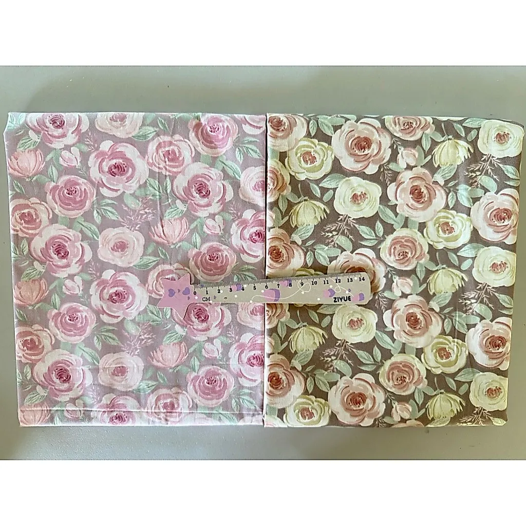 ผ้าคอตตอน 100% คอตตอนทอทวิล ผ้าหน้ากว้าง 1.6 เมตร ลายกุหลาบพื้นน้ำตาล ลายหัวใจม่วงพื้นเบจ ริ้วทางเขียวฟ้าเหลือง รูปที่ 8