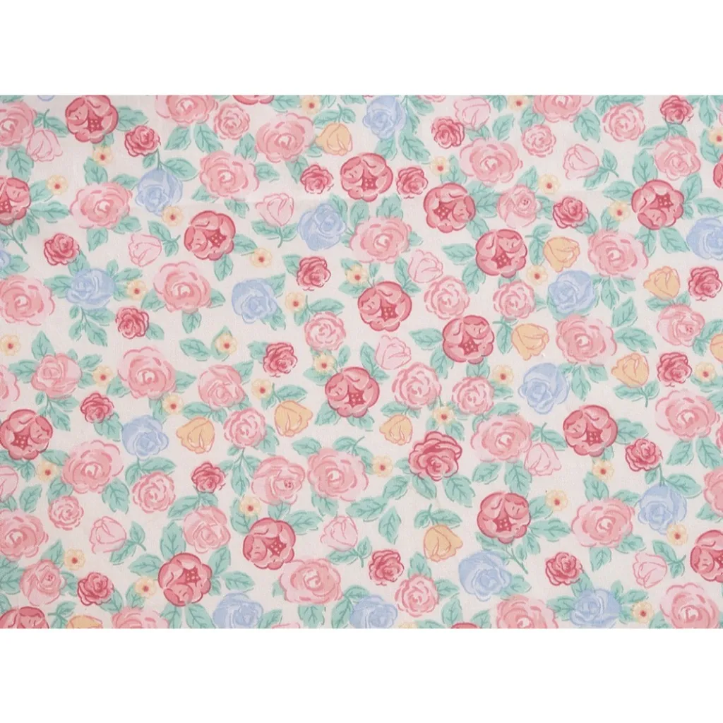 ผ้าคอตตอน 100% ทอทวิล ผ้าเมตร  หน้ากว้าง 1.60 เมตร ลายกุหลาบ Rose cute ลายสก็อตขาวพื้นเขียว รูปที่ 4