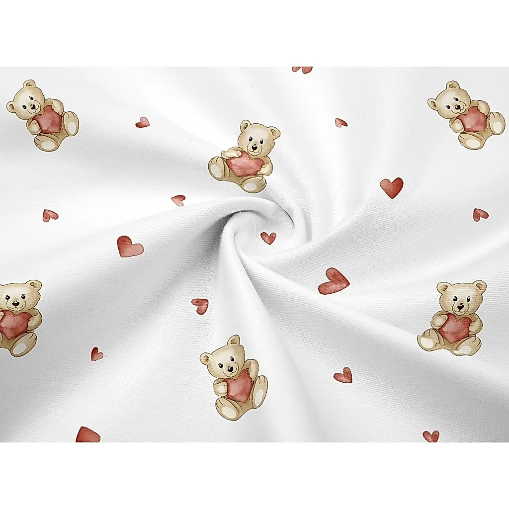 ผ้าคอตตอน 100% คอตตอนทอทวิล ผ้าหน้ากว้าง 1.6 เมตร ลาย heart bear รูปที่ 3