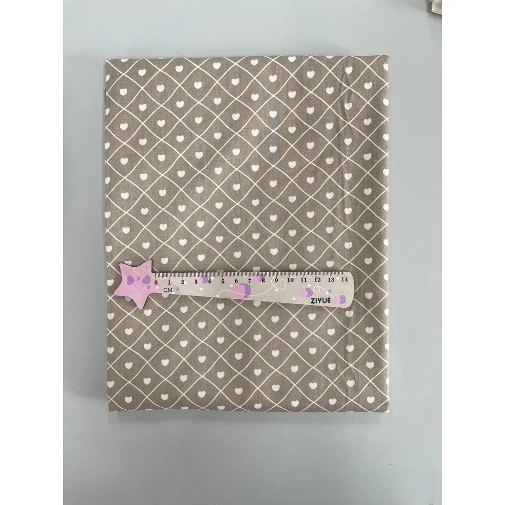 ผ้าาคอตตอน 100% คอตตอนทอทวิล ลายหมีพื้นขาว หัวใจน้ำตาลพื้นขาว ตารางหัวใจน้ำตาล รูปที่ 7