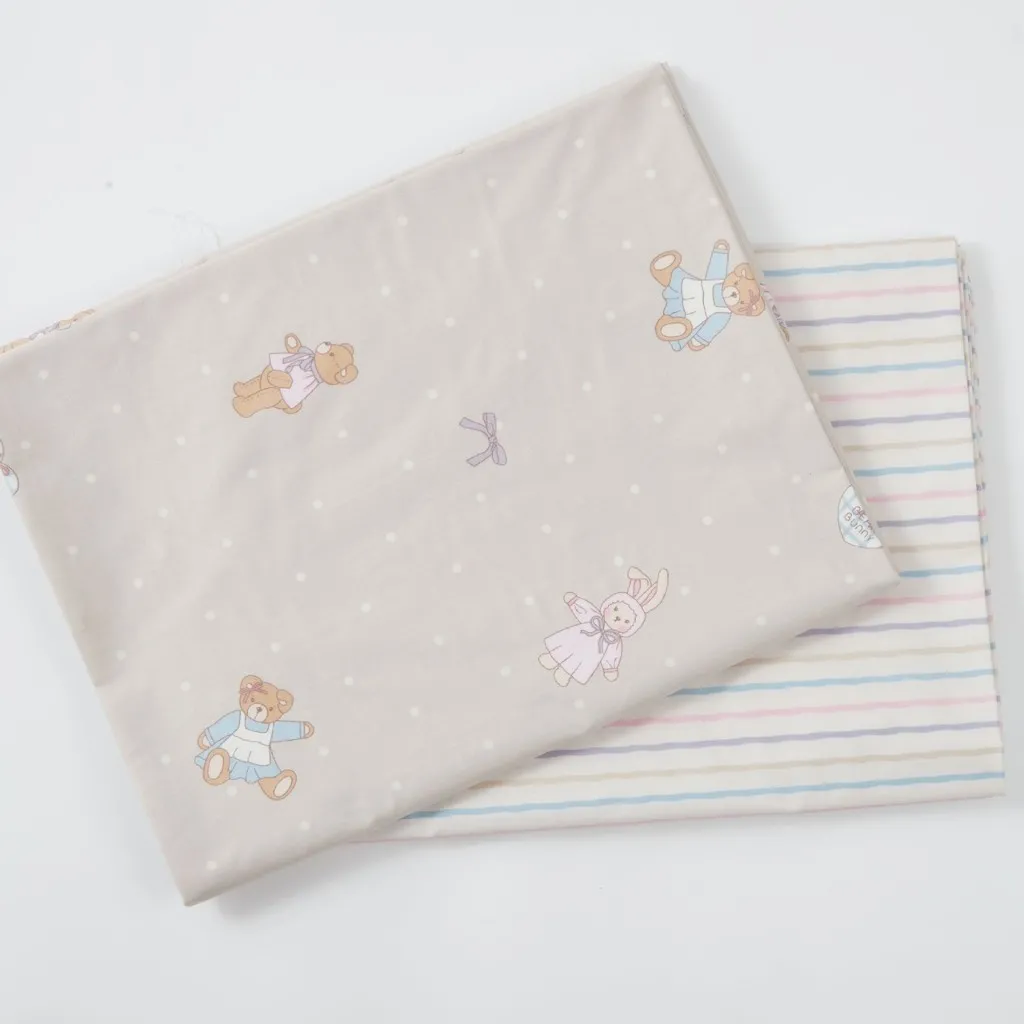 ผ้าคอตตอน 100% คอตตอนทวิล หน้ากว้าง1.6 เมตร ตัดขายเป็นเมตร ลายหมีโบว์จุด ลายริ้วทางเรนโบว์