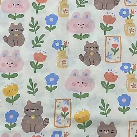 ผ้าคอตตอน 100% cotton poplin  ตัดขายเป็นเมตร หน้ากว้าง 145 เซนติเมตร ลาย Meaow meaow รูปที่ 6