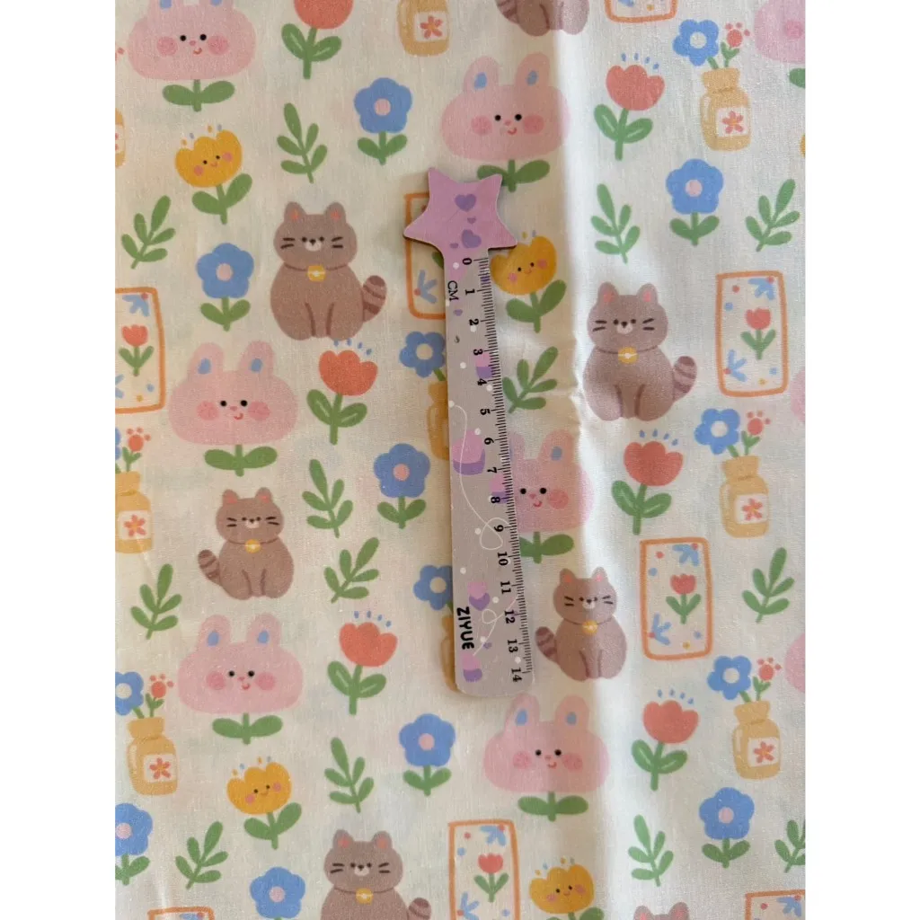 ผ้าคอตตอน 100% cotton poplin  ตัดขายเป็นเมตร หน้ากว้าง 145 เซนติเมตร ลาย Meaow meaow รูปที่ 8