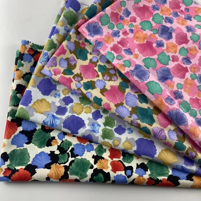ผ้าคอตตอน 100% ผ้าเมตร คอตตอนพิมพ์ลายด้านเดียว หน้ากว้าง 145 เซนติเมตร cotton poplin ลายดอกป๊อบปี้ ลายหอยเชลล์ รูปที่ 6
