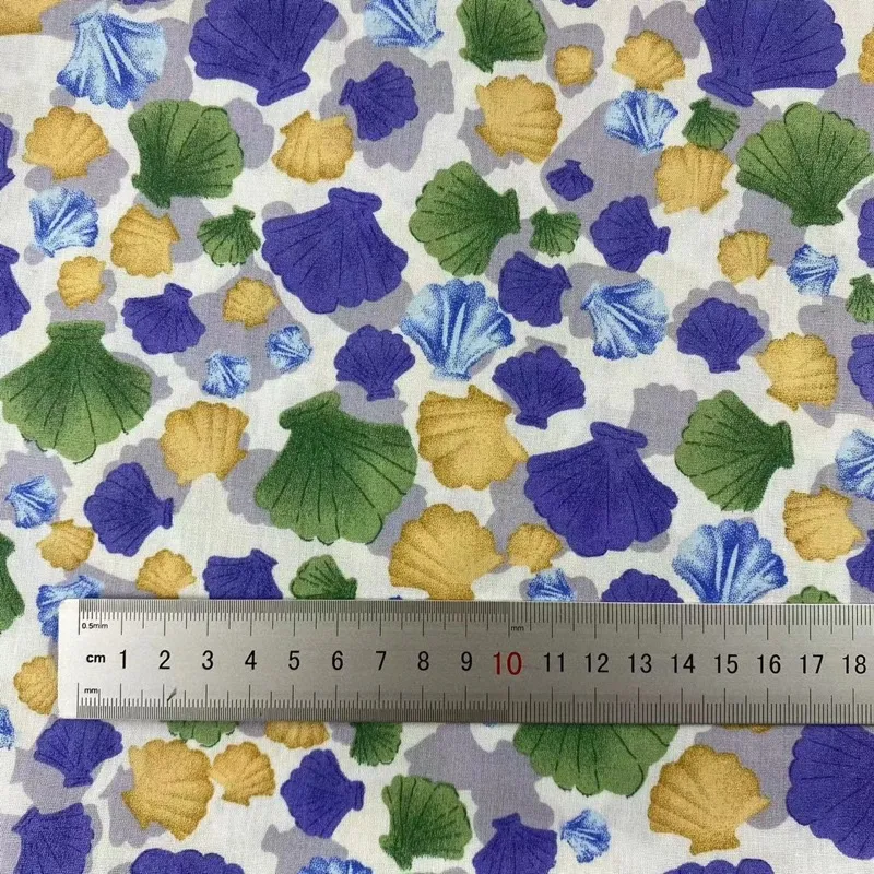 ผ้าคอตตอน 100% ผ้าเมตร คอตตอนพิมพ์ลายด้านเดียว หน้ากว้าง 145 เซนติเมตร cotton poplin ลายดอกป๊อบปี้ ลายหอยเชลล์ รูปที่ 7