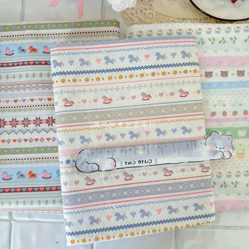 Srikharm Brand ขายผ้าเมตร ผ้าคอตตอน poplin พิมพ์ลายม้าโยก ผ้าหน้ากว้าง 145 เซนติเมตร หรือ 55 นิ้ว ผ้านิ่ม ยับยาก ลายชัด รูปที่ 9